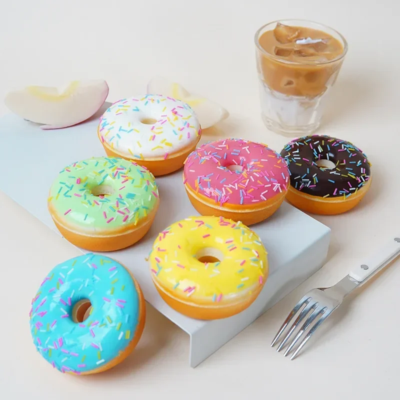 Food Model Food Photography Props Kitchen Food Toys Donut Photography Props 6pc Artificial Donuts Model Imulation Donut Fake Cake Bread Model PU Donut Dessert Baking Shop Display Photography Props Dessert