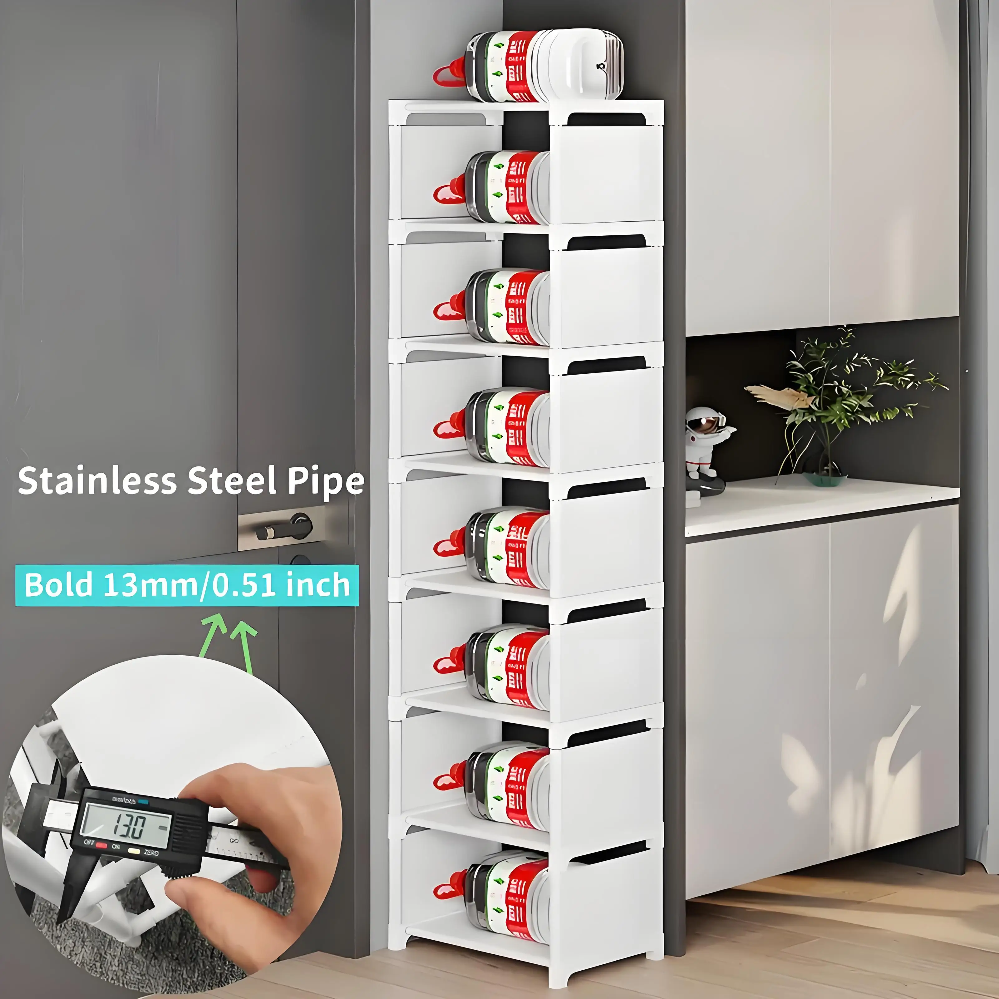 1pc 10 Layers Shoe Rack, Steel Frame & Fabric Interlayer Storage Shelf for Entryway Hallway Living Room, T1 Shoemaker Organizer 6