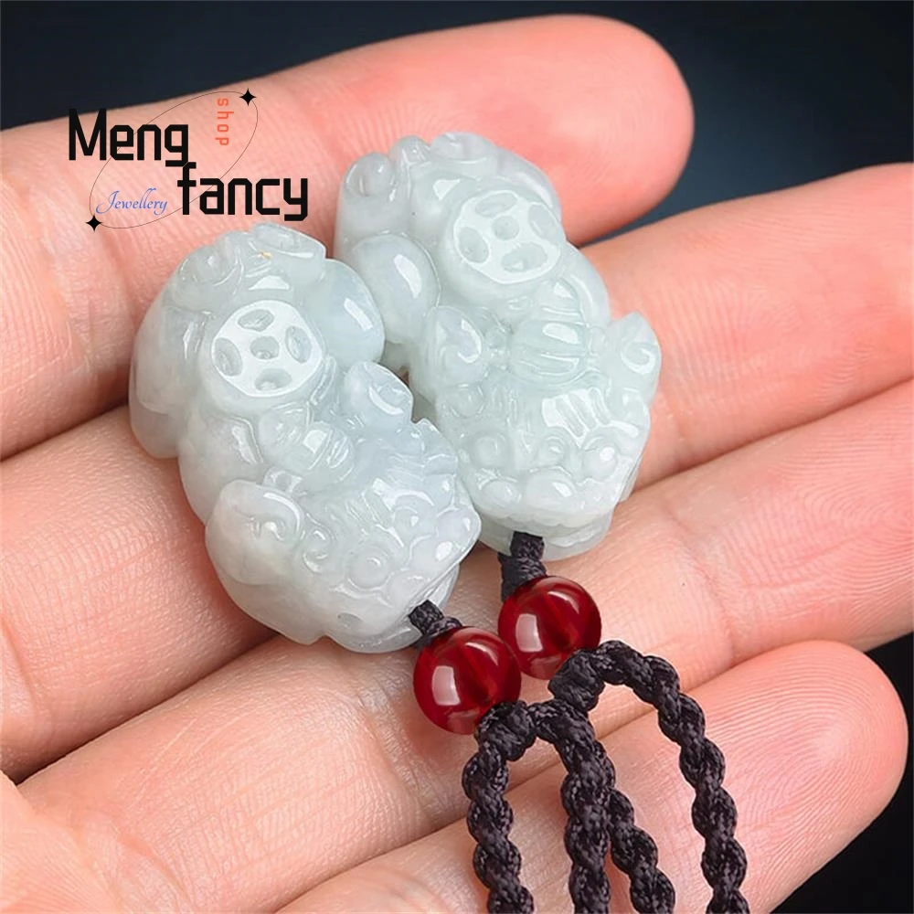 Natural Myanmar A-goods Jadeite Pixiu Fortune Jade Pendant Exquisite Engraver Fashion Jewelry Mascots Holiday Gift