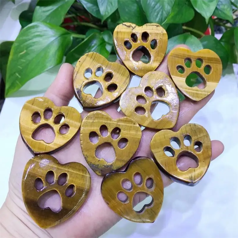 1pcs Cute Natural Tiger Eyes Crystal Hand Carving Cute Animal Cat Claws For Christmas Gifts