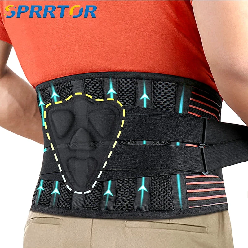 Breathable Adjustable Lower Back Support Brace with Lumbar Pad