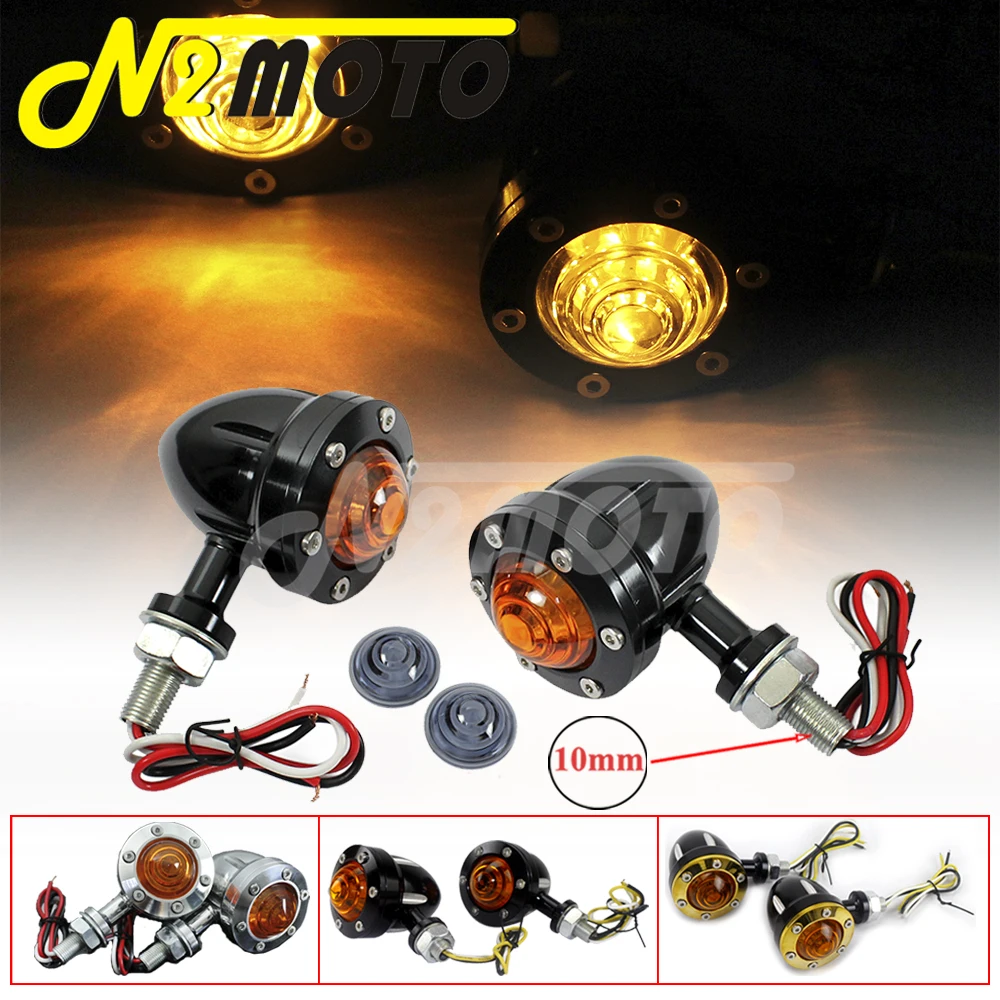 

Universal 10mm Bolt Vintage Turn Signal Light Motorcycle Aluminium Retro Bullet Blinker Flasher For Honda CB BMW Harley Suzuki