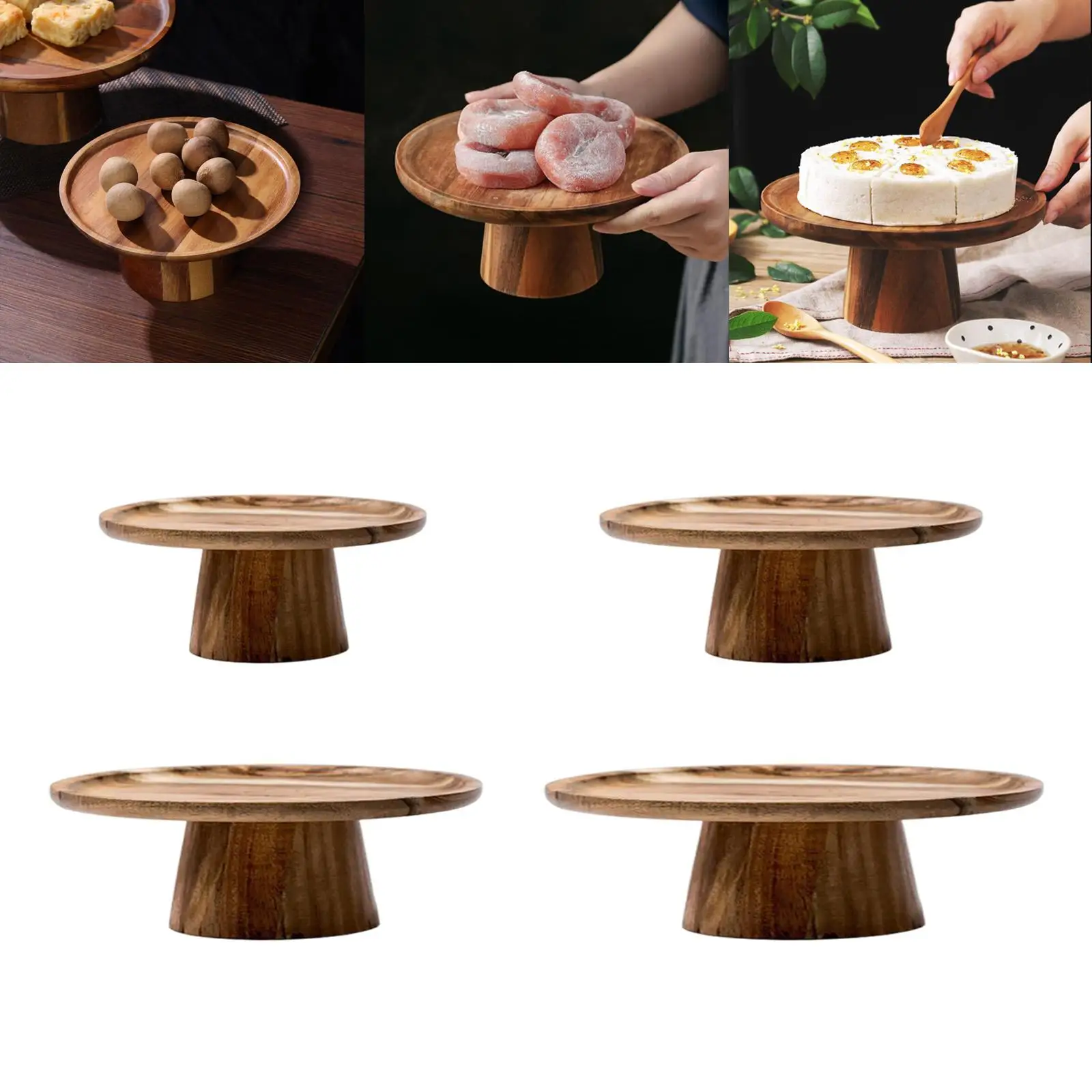 Solid Wooden Tray High-Footed Cake Plate Household Pedestal Stand for Dessert Fruit Snack Display for Sushi dessert cake display stand