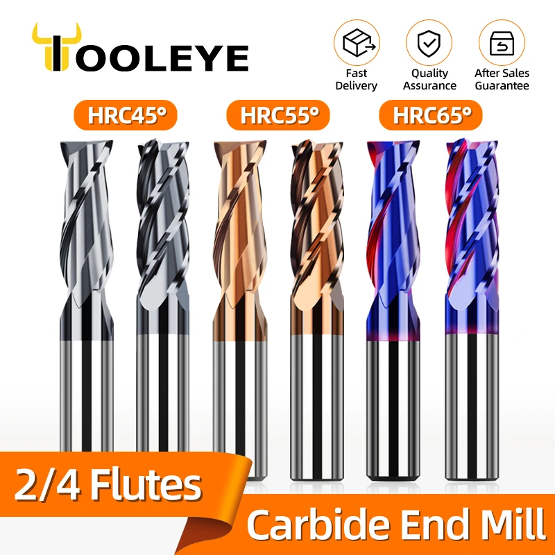 Tooleye Carbide End Mills Alloy Tungsten Steel Milling Cutter Cutting
