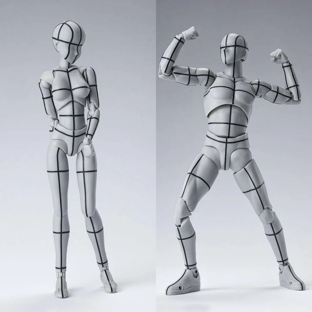 112 Scale Drawing Illustration Manga Male Female Body Wireframe Gray