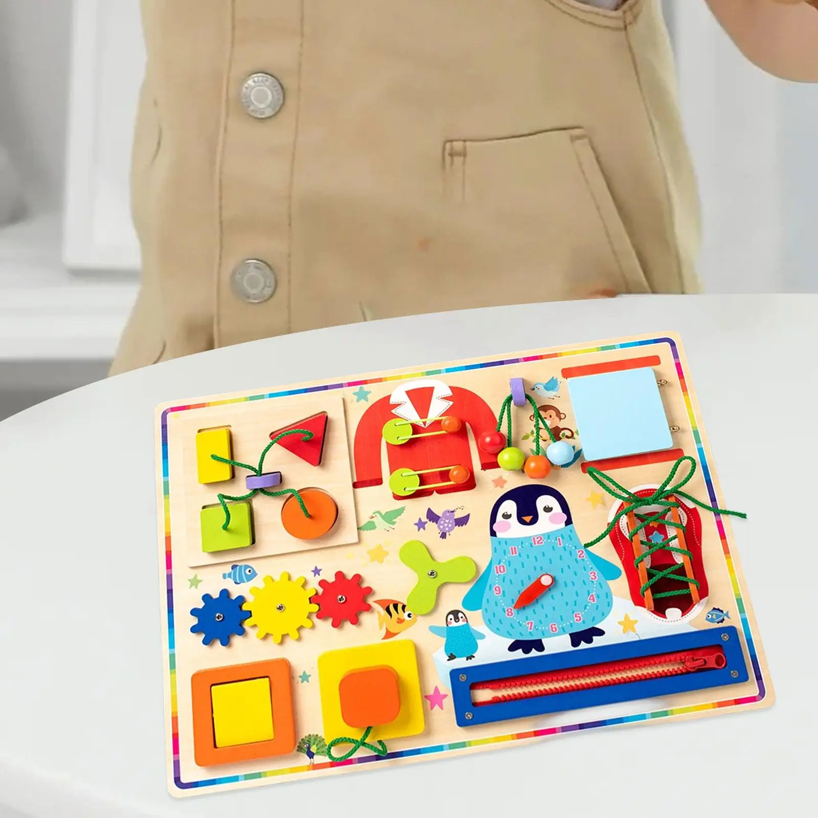 Children Busy Board Fine Motor Development Toy Travel Activity Life Skills Early Learning Toys for Classroom Preschool Kids