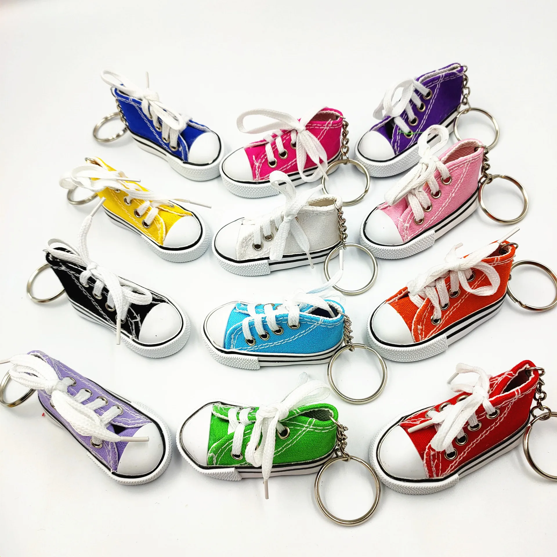 MiniHiTopCanvasSneakerTennisShoeKeychainBluePinkWhiteSports