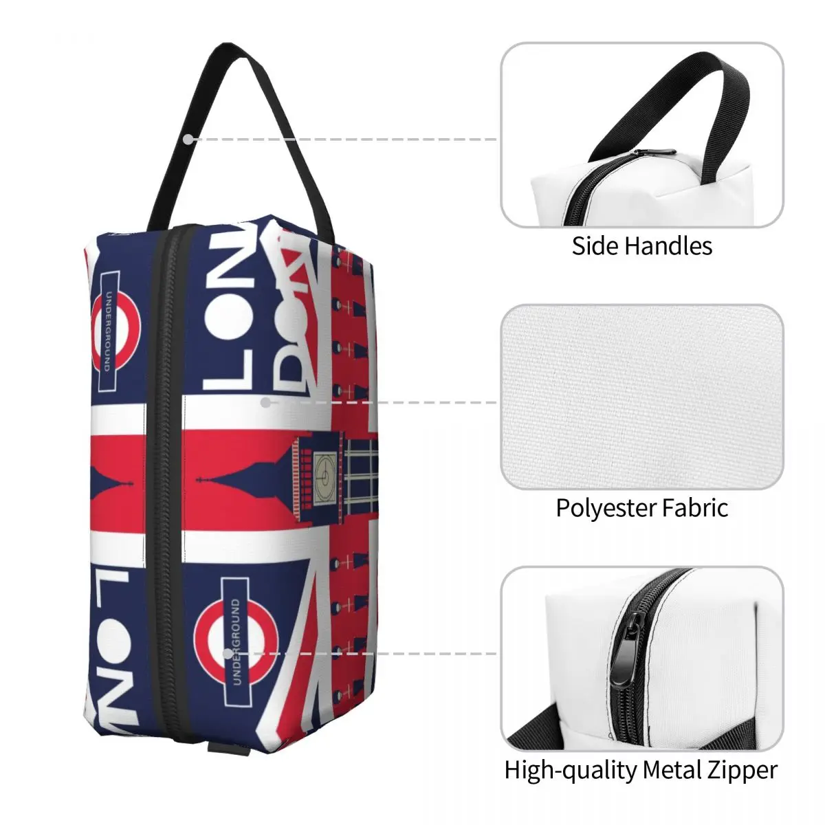 Custom Vintage British Flag With London Symbol Cosmetic Bag Fashion Union Jack Makeup Case Beauty Storage Toiletry Bags 3
