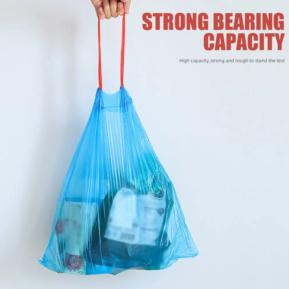 

15Pcs/Roll Strong Thicken Garbage Bags Black/Blue 450*550mm Thickened PE Drawstring Kitchen Trash Rubbish Bags For Home