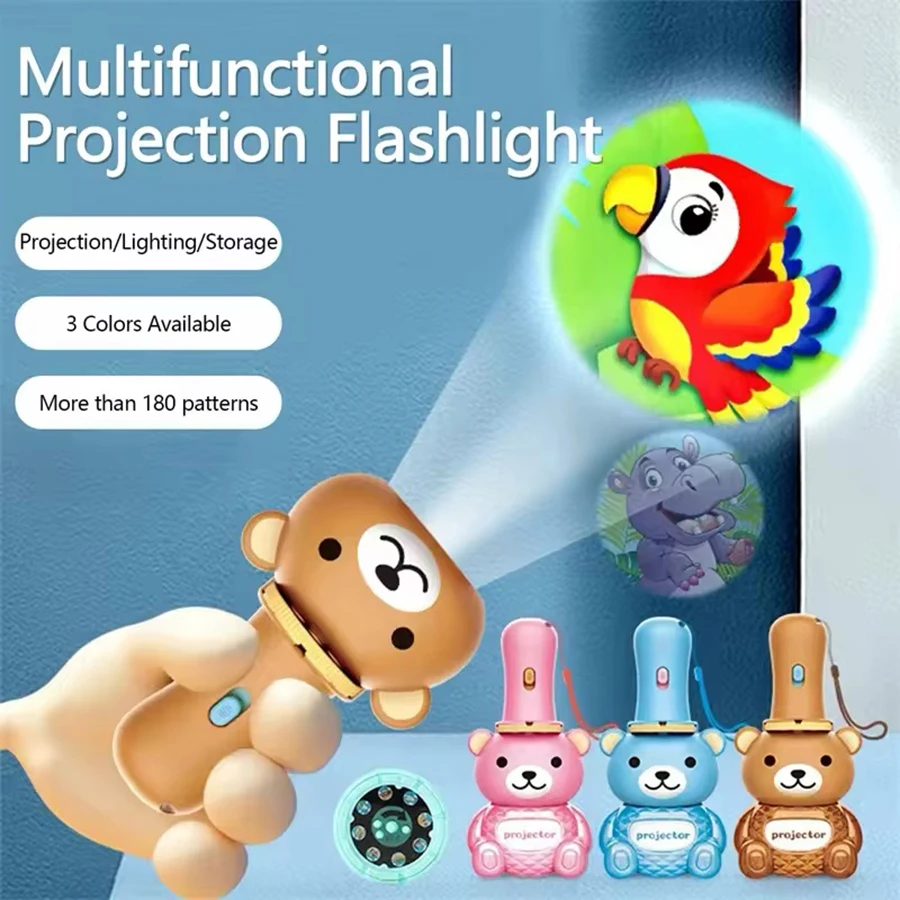 Children's flashlight and projector toys 3 discs 24 random images Educational learning gifts Suitable for boys and girls