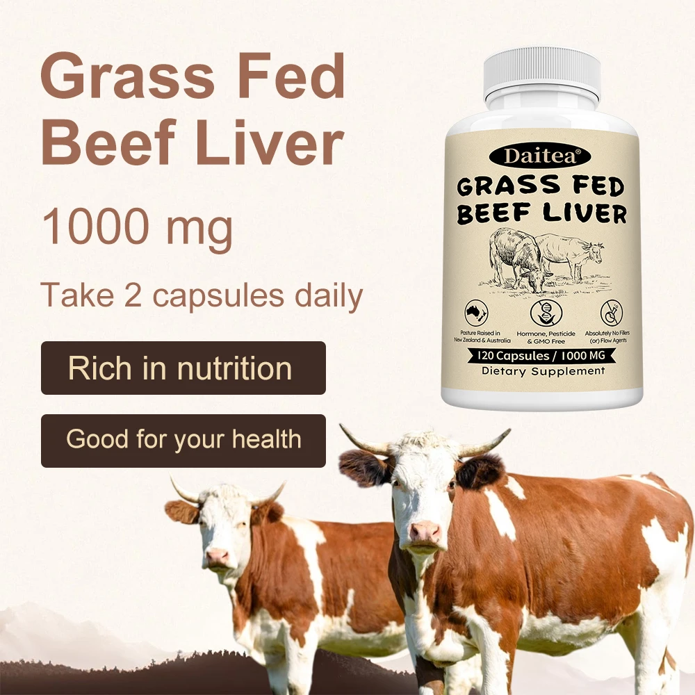 Grass-Fed Beef Liver Capsules: Supports Energy Production, Detoxification, Digestion, Immunity, and Overall Health, Non-GMO. - Image 2