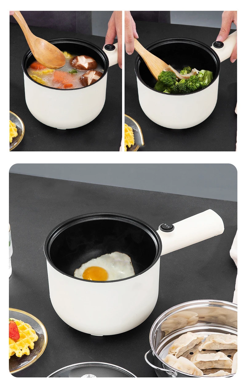 DMWD 1.8L Multifunction Electric Skillet Hotpot Noodles Rice Cooker Egg Steamer Soup Stew Cooking Pot Heater Pancake Frying Pan 4