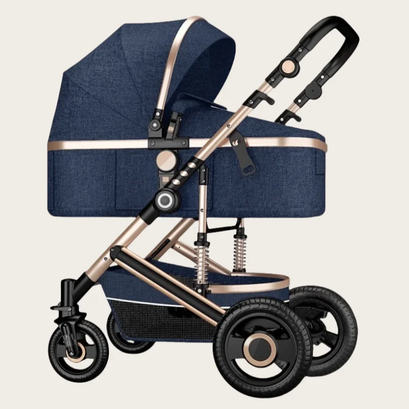 High Landscape Baby Stroller Lightweight Folding Four-wheel Stroller Newborn Baby Removable Carrycot Carriage