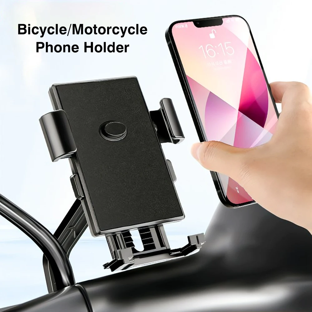 Motorcycle Bicycle Phone Holder Stand Auto Lock Moto Mobile Phone Holder Motor Bike Handlebar Clip Stand GPS Mount Bracket motorbike cycle phone holder quick locking 360 degree rotatable handlebar clip stand universal phone gps navigation bracket