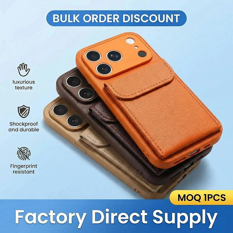 Sleek and Durable Synthetic Leather Clip-On Phone Case