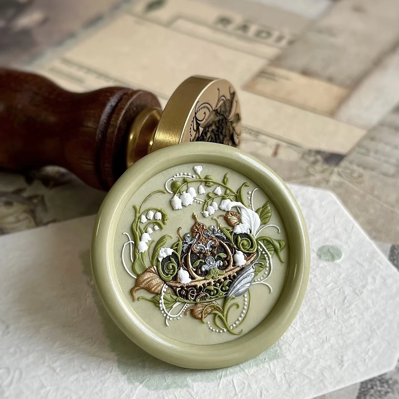 Angel Series Multi-layer Relief Copper Head Tea Olive Flower Witch Magic Small Receipt Stamp Head Fire Seal Stamp