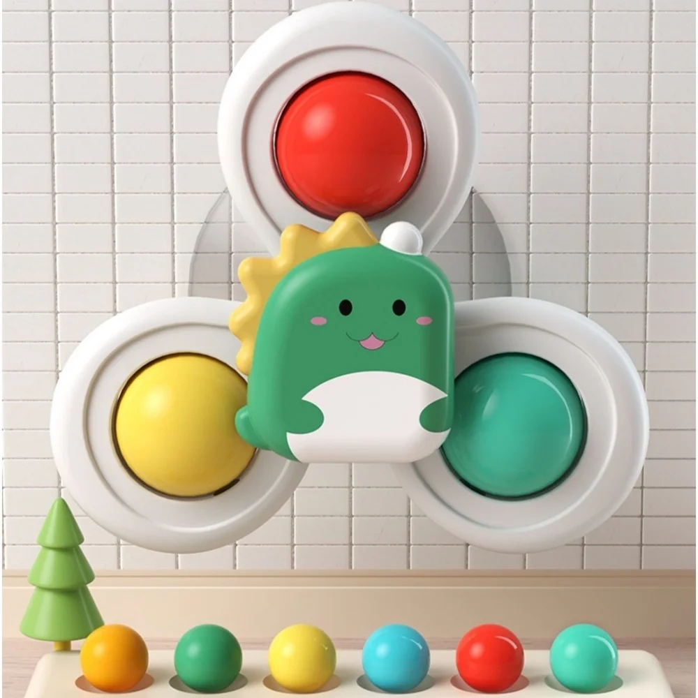 Spinning Animal Toys 3 PCS Set Suction Cup Spinning Cartoon Animal Spinner Toys For Kids Window High Chair Tray Bath Table Travel Gift