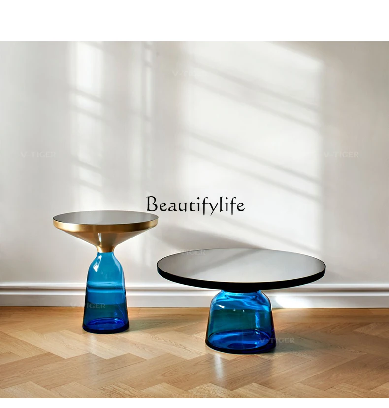 

Living Room Coffee Table Simple Modern Transparent Glass round Table Advanced Artistic Sense Designed by a Maestro