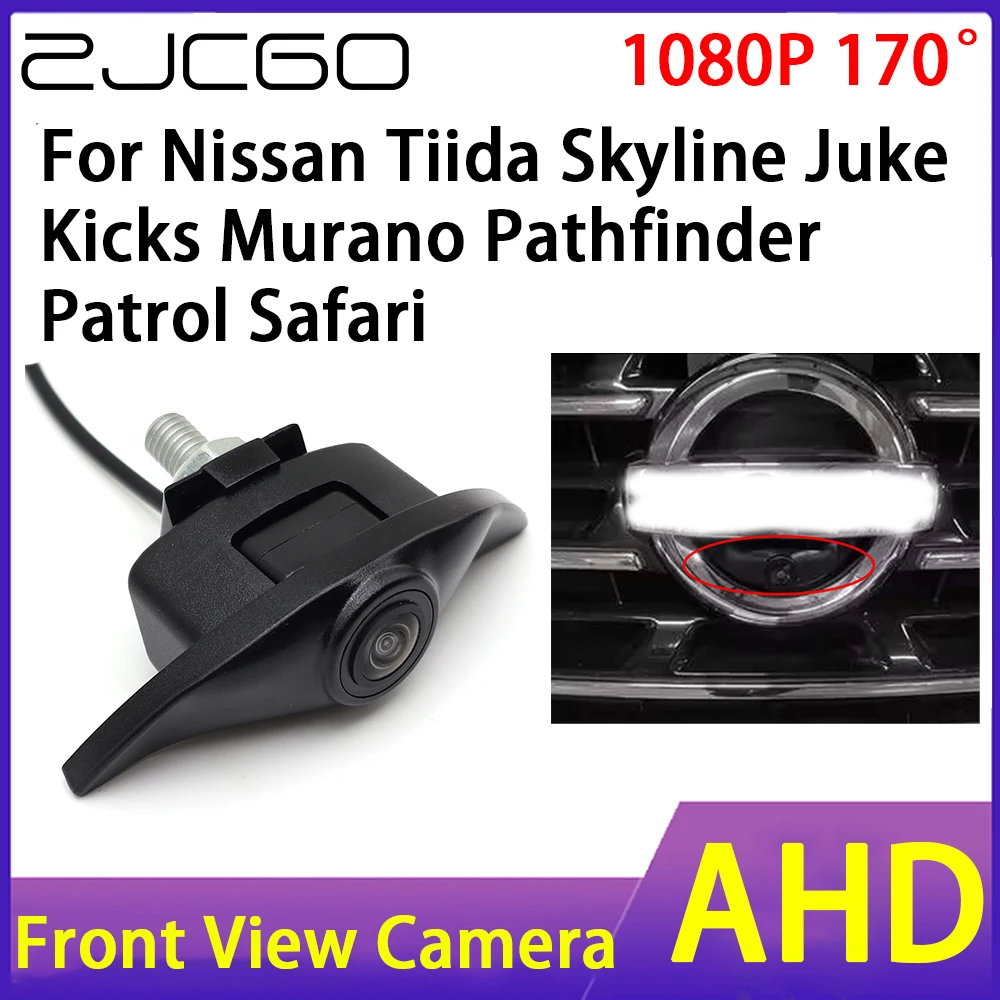 

ZJCGO Front View Camera AHD 1080P Waterproof Night Vision for Nissan Tiida Skyline Juke Kicks Murano Pathfinder Patrol Safari