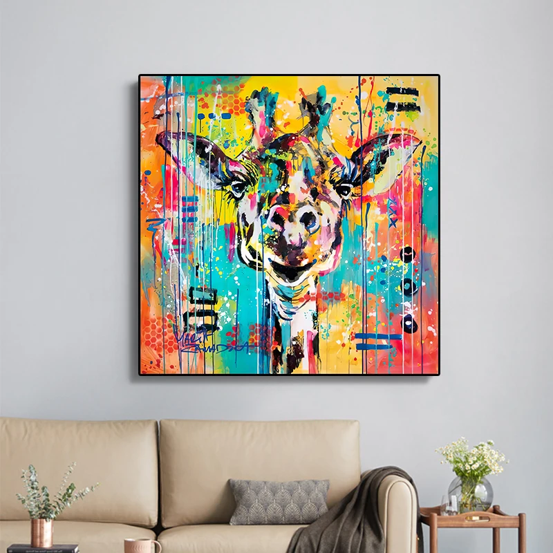 

Скандинавское уличное граффити настенное искусство поп-банки Catone цвет жираф HD масло на холсте плакаты и принты