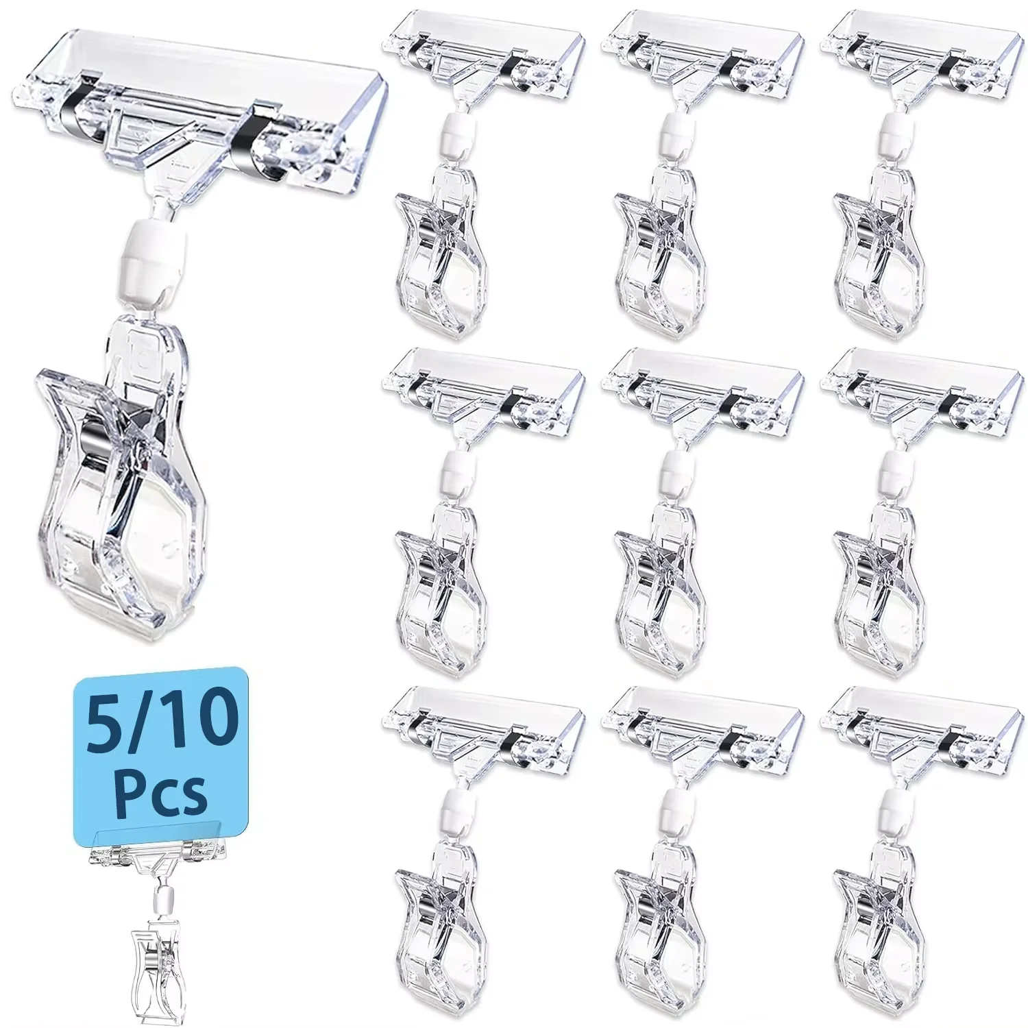 Price Tag Holder Clear Acrylic Merchandise Sign Clips Swivel Label Rack for Supermarkets Supply Store 25Pcs