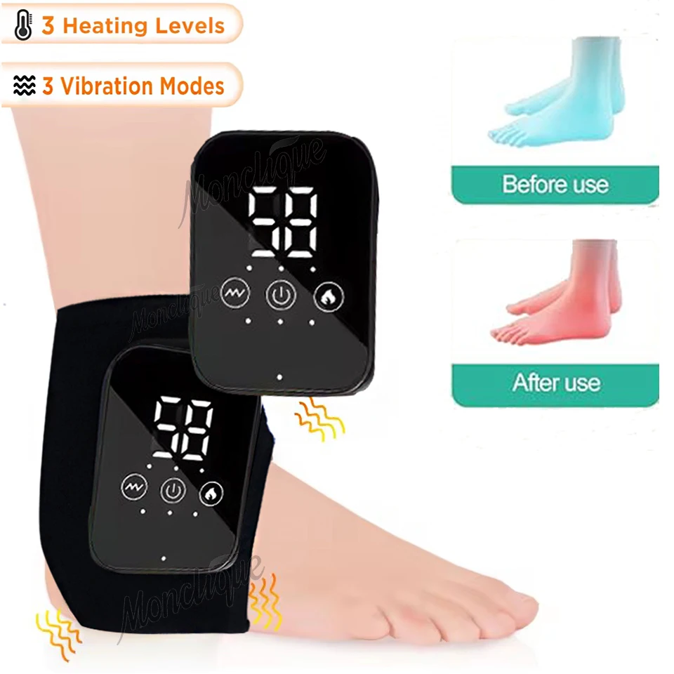 Adjustable Foot Ankle Hand Heat Massager Hot Compress Vibration Wrist Brace Ankle Brace Bracket Joint Protection Exercise Yoga