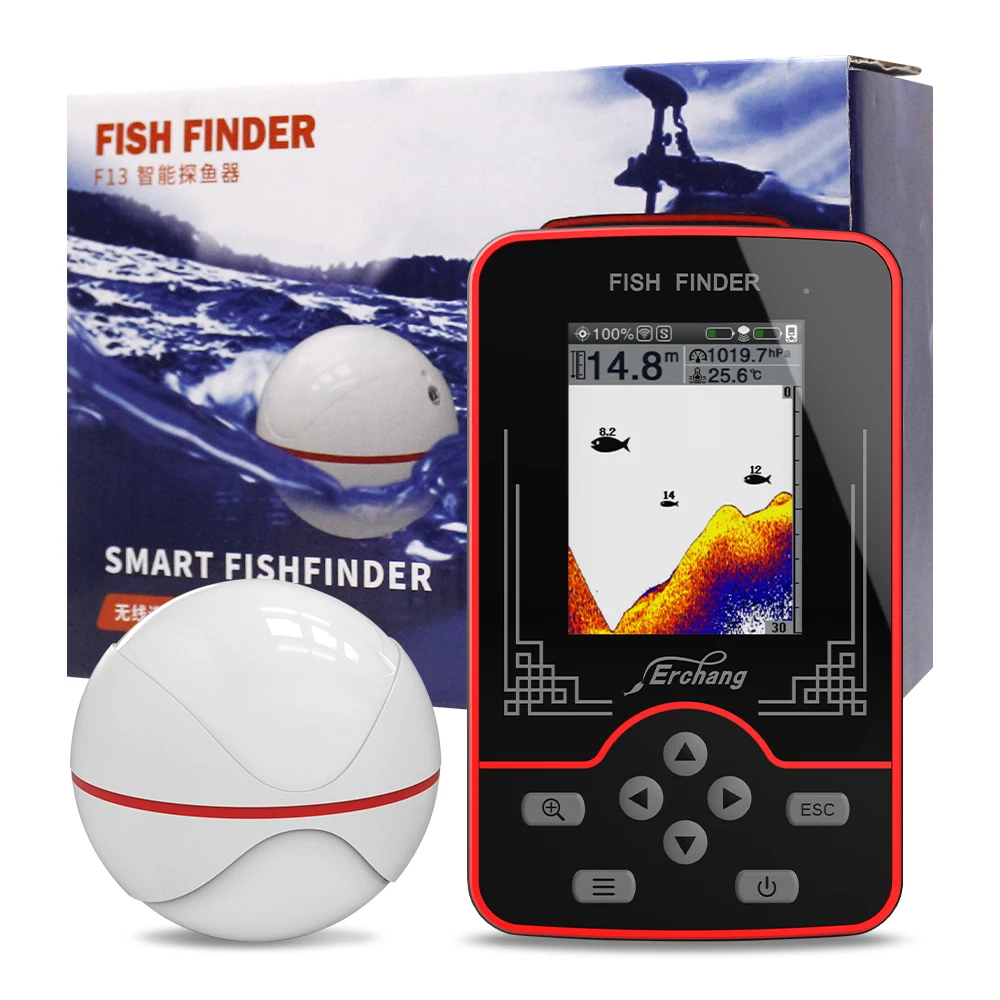 Fish Finder Erchang F13 Wireless Sonar For Fishing 60m/200ft Water Depth kayak Rechargable Portable Echo-Sounder
