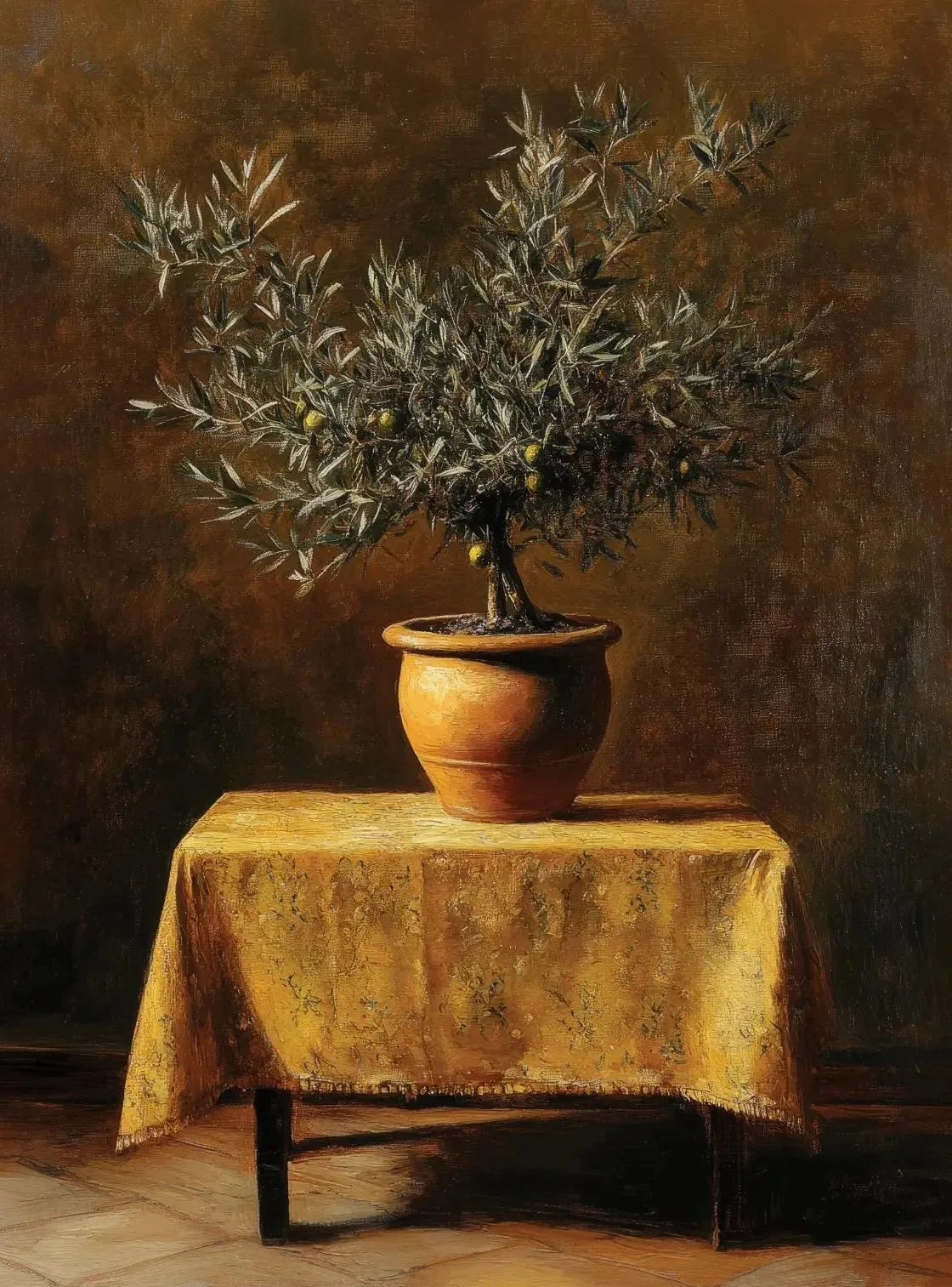 Italian Olive Tree Canvas Art - Minimalist Scandinavian Wall Decor