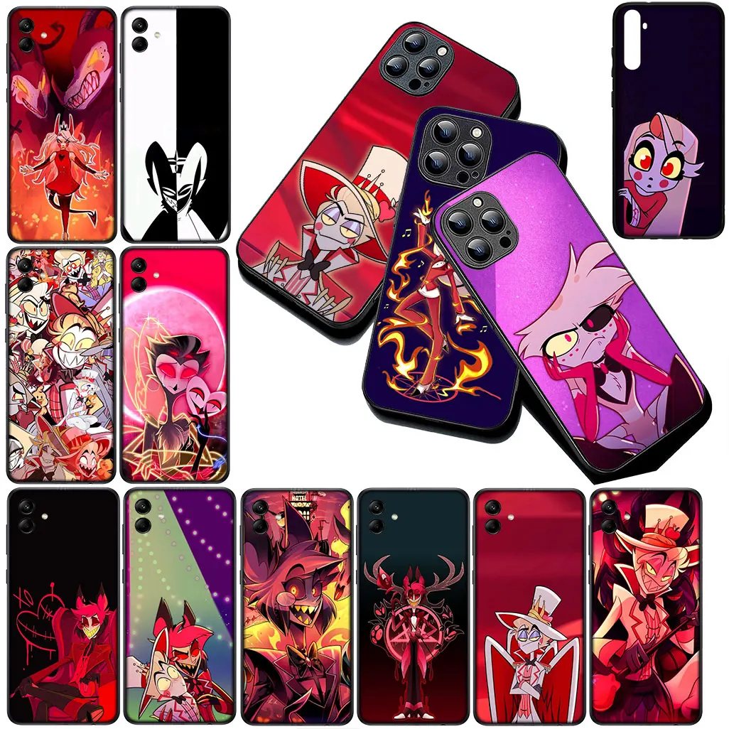 Stylish Dust-Proof Phone Case featuring Hazbins Charlie, Angel, and Alastor Design