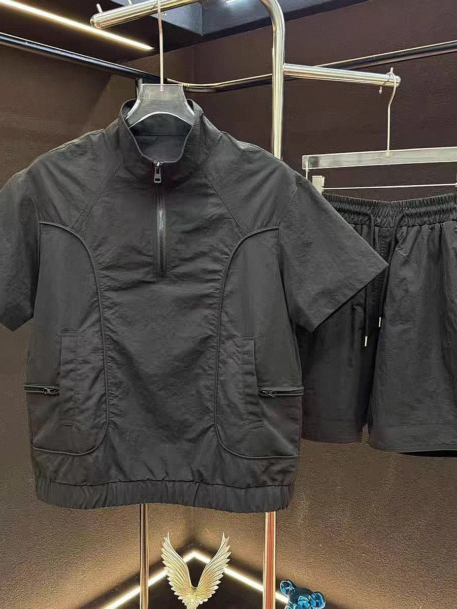 고급스러운 캐주얼 여름 남성복 폴로 셔츠와 반바지 세트 통기성 좋은 루즈핏 스..