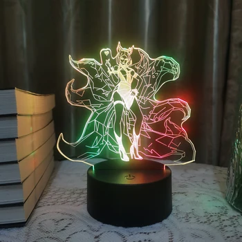 애니메이션 리그 오브 레전드 아리 카이틀린 3D LED 야간 조명, 아이 홈 침실 착시 장식, 크리스마스 게임 LOL 피규어 램프 선물