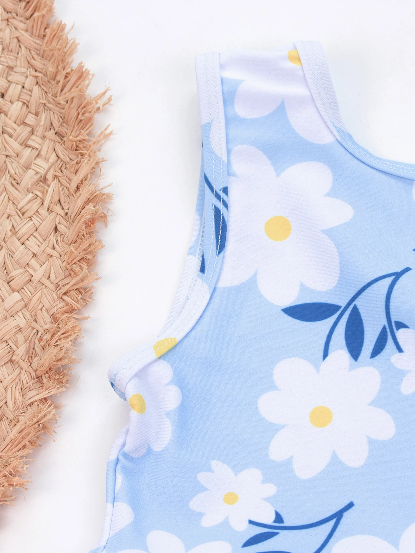 Girls Swimwear Flower Ruffle High Stretchy High Waist Kids Summer Outdoor Vacation Bikinis Beach Clothes girls swimsuit
