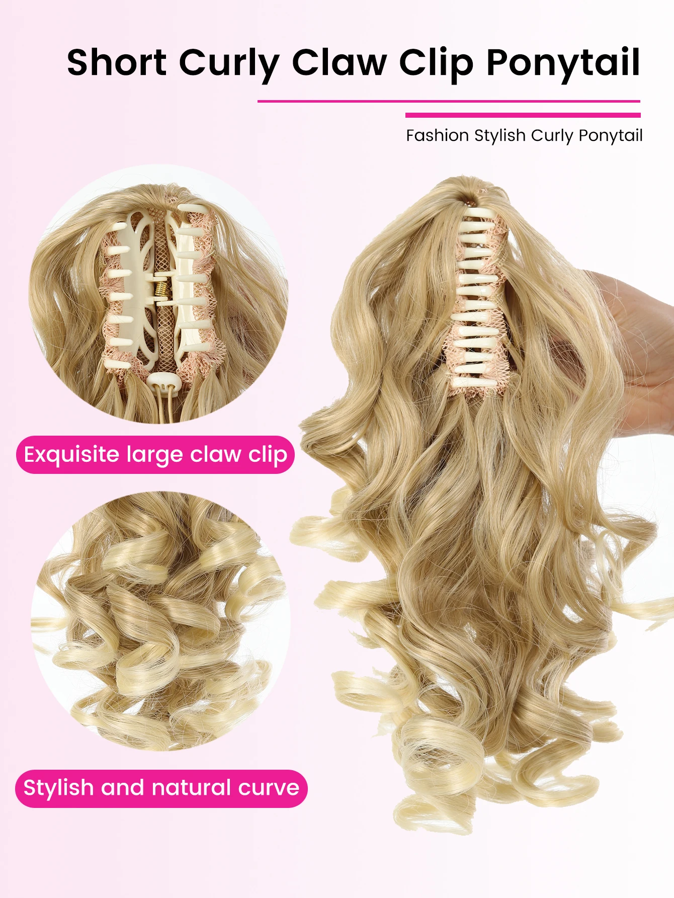 Synthetic Curly Claw Clip Ponytail Hair Extension for Women