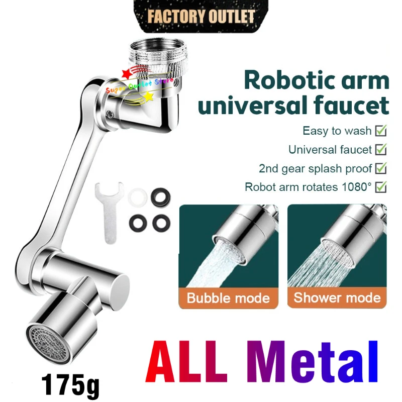 

Metal Robotic Arm Universal 1080° Rotation Faucet Sprayer Head for Faucet Extender Aerator Bubbler Nozzle Kitchen Tap Washbasin