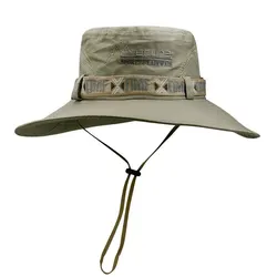 Men's UV Protection Wide Brim Mesh Sun Hat - Outdoor Safari & Beach Cap - One size (Mesh bean green)