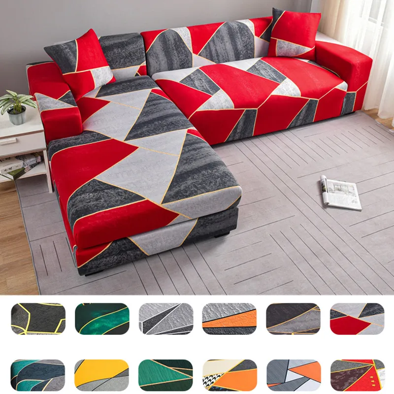 Geometric Sofa Covers for Living Room Elastic Corner Couch Cover L Shaped Chaise Longue Slipcovers Chair Protector 1/2/3/4 Seat