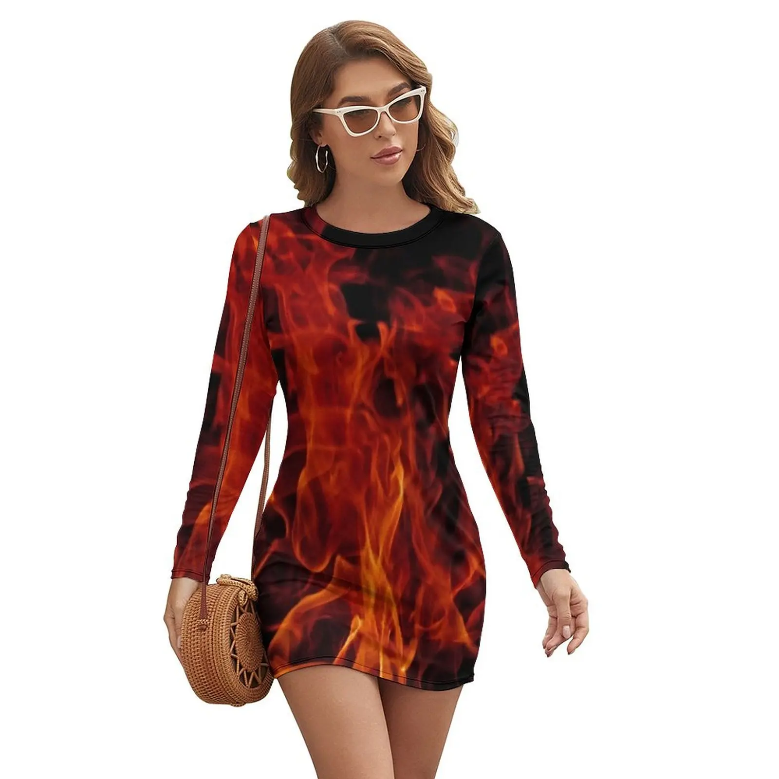 

Fire Long-sleeved Dress women's clothing trend 2024 women's summer dress 2024 dresses for prom dresses for womens 2024