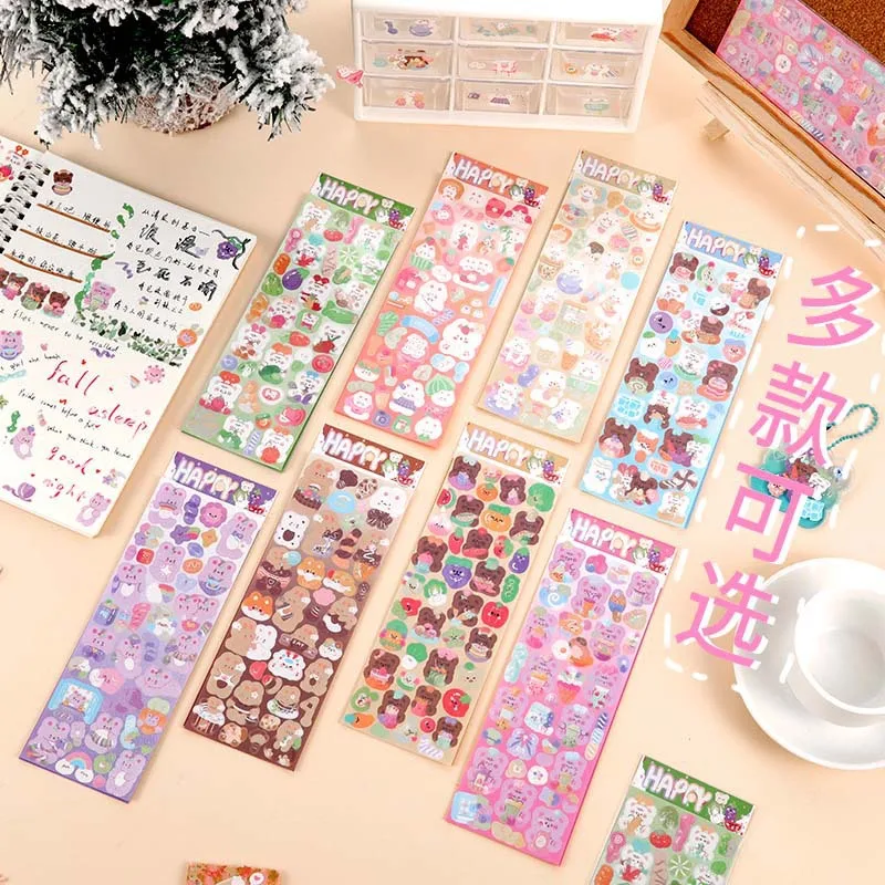 

64 pcs/lot Kawaii Bear Stickers Cute Decorative Stationery Sticker Scrapbooking DIY Diary Stick Label School Supplies