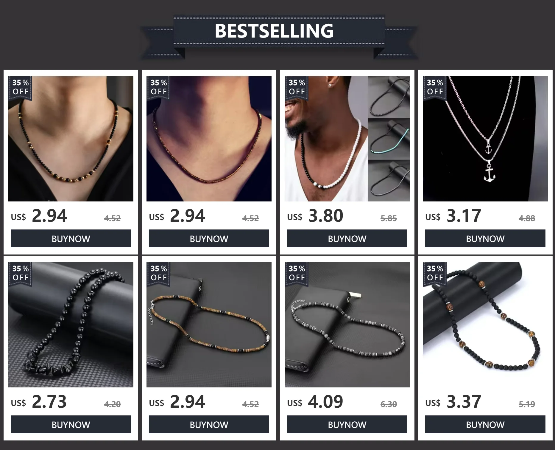 Neue Naturstein-Halskette für Männer, 19 Zoll, kurzes Halsband, Edelstahl-Schnalle, quadratisch, Tigeraugen, Howlith-Perlen, Fahrradzubehör – Detail 1
