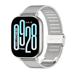 Stainless Steel Metal Watchband Replacement Strap for Redmi Watch 5 (Silver Buckle)