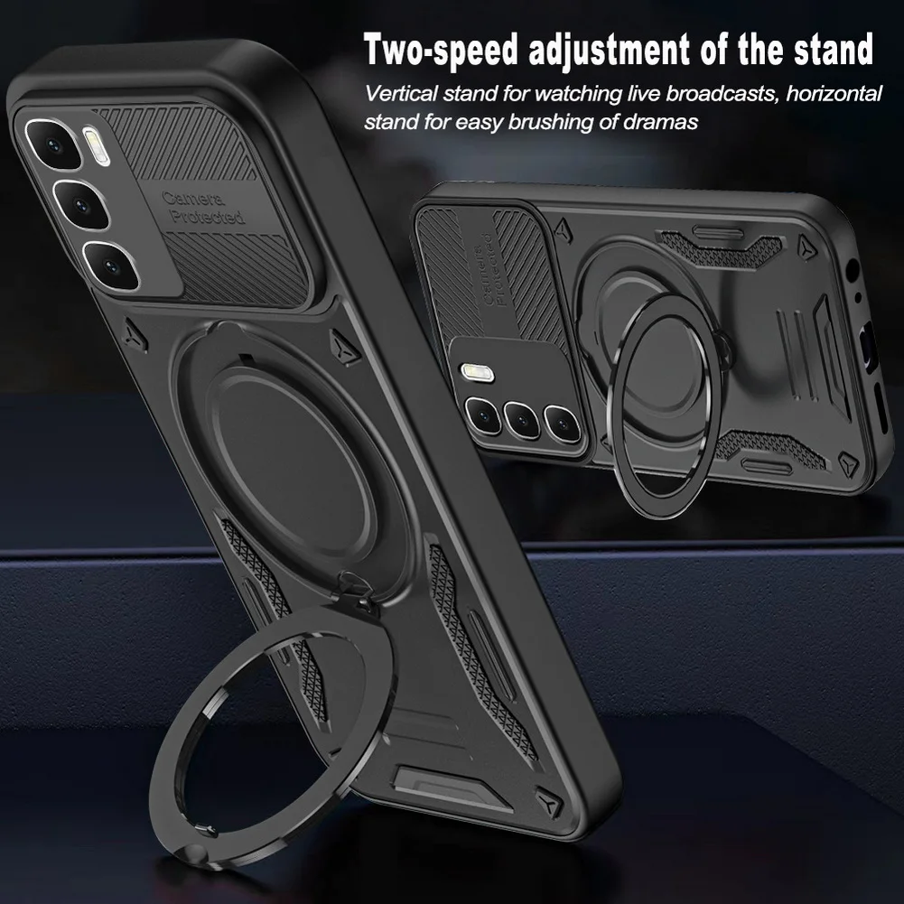 Magnetic Adsorption Case with Metal Ring Holder