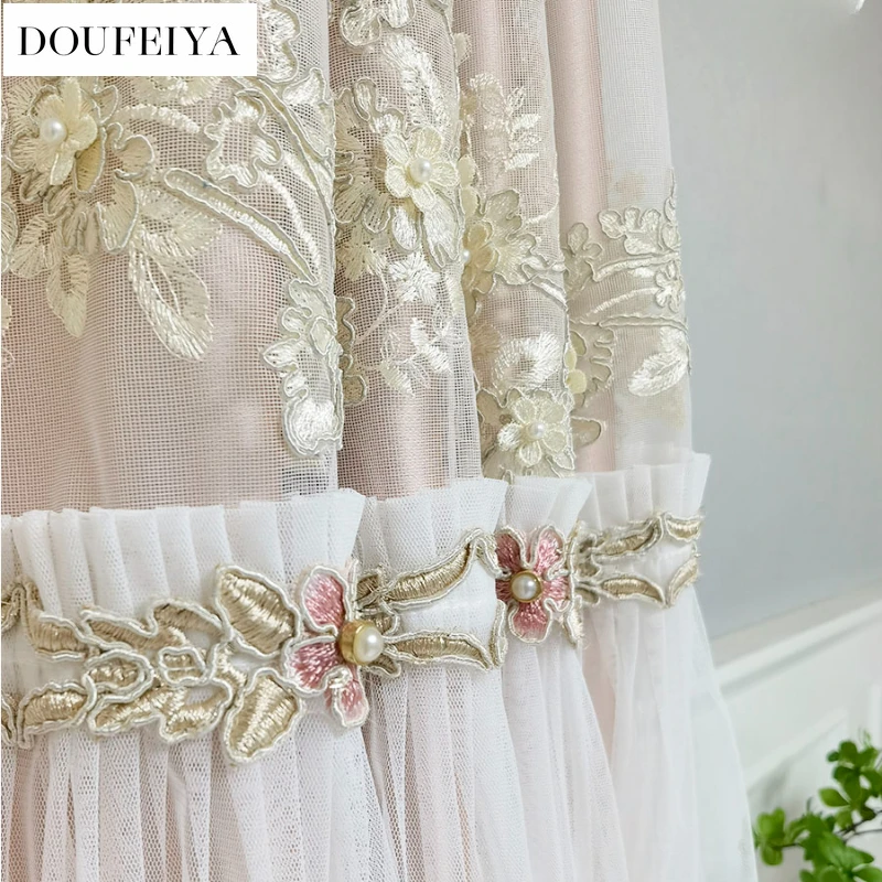 dupla-camada-branca-tulle-cortinas-princesa-francesa-rosa-sheer-sala-quarto-jantar-luxo-blackout-bordado-casamento