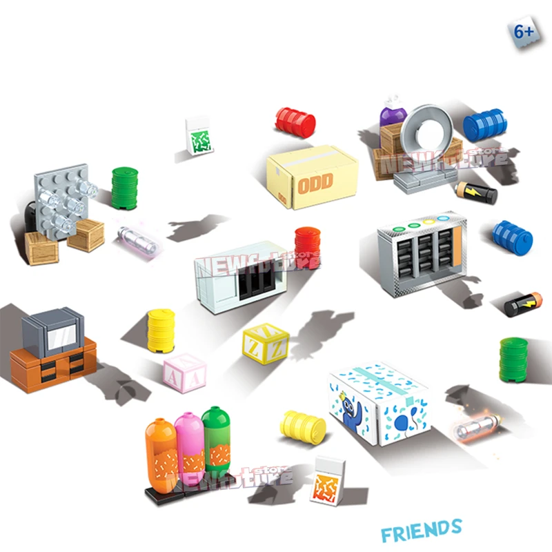 8 In1 Rainbowed Blue Green Man Monster Tutti I Membri Set Di Giochi Building Blocks Kit Giocattoli Per Bambini Bambini Amici Modello Mattoni