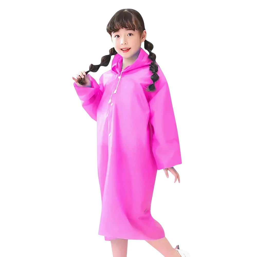 Solid Color Kids Raincoat Outdoor Waterproof Children Rain Poncho EVA Hoodie Rainwear Student Rain Coat Folding Kids Coat