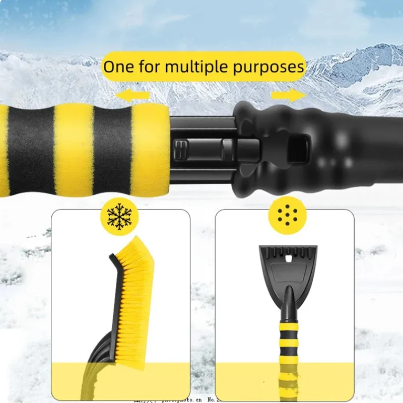 Car Snow Brush Ice Removal Vehicle Windshield Window Snow Cleaning Brush with Ice Scraper for Cars Winter Auto Cleaning Tools Window Cleaning Tool