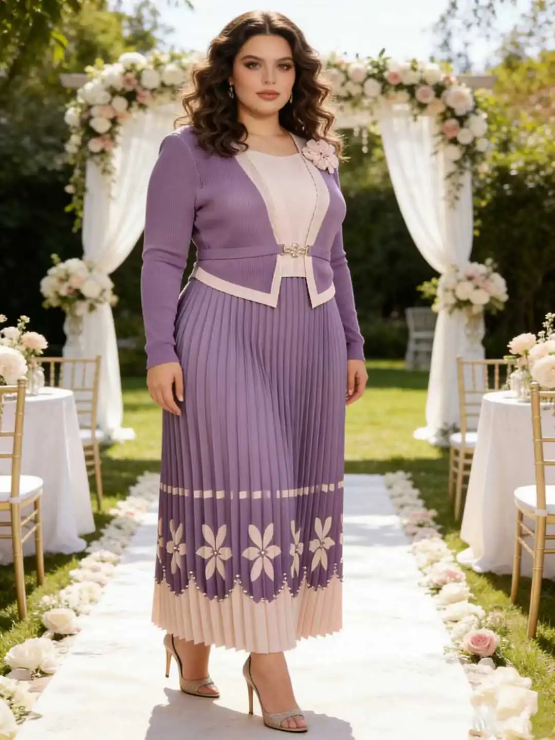 ANLAN New Miyaki Dress Pleated Plus Size Plisse Waist Cinching Slimming Fold Temperament Elegant Beaded Long Pleats Skirt 5AN710 4
