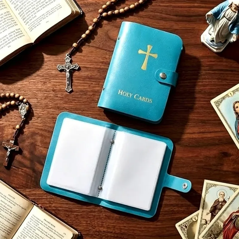 Elegant Faux Leather Card Holder Case with Snap Closure - Holds Up to 40 Cards