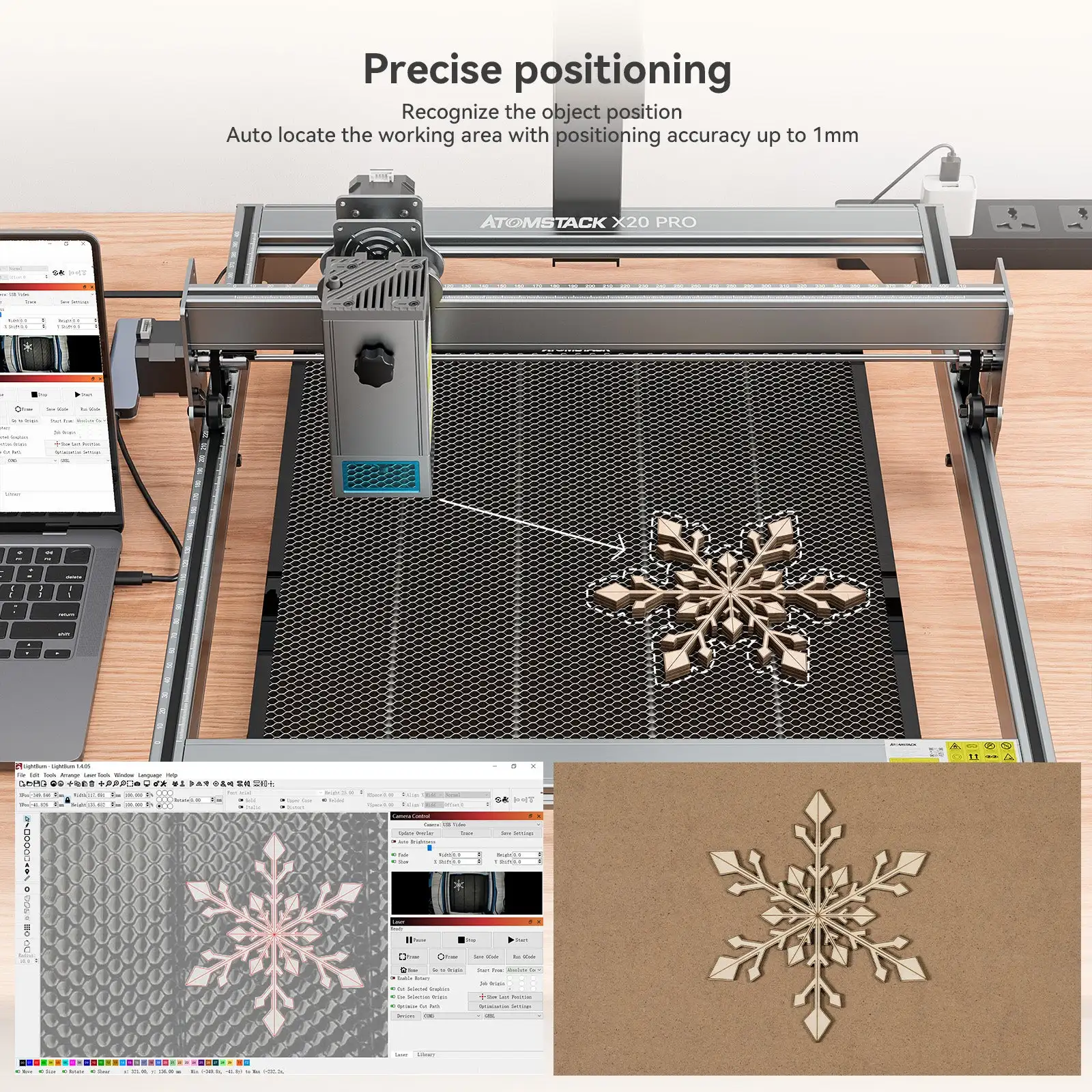 AC2 LightBurn Camera for Laser Engraving Machines 1080P HD Video Visual Preview WiFi Real-Time Precise Positioning