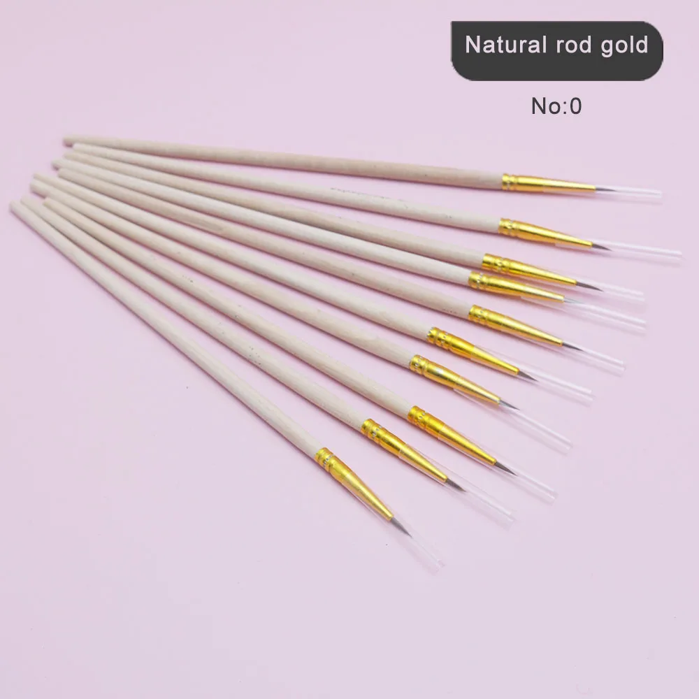 10-Piece Premium Hand-Painted Fine Line Brush Set with Short Wooden Handles - Nylon Bristles Art Supplies