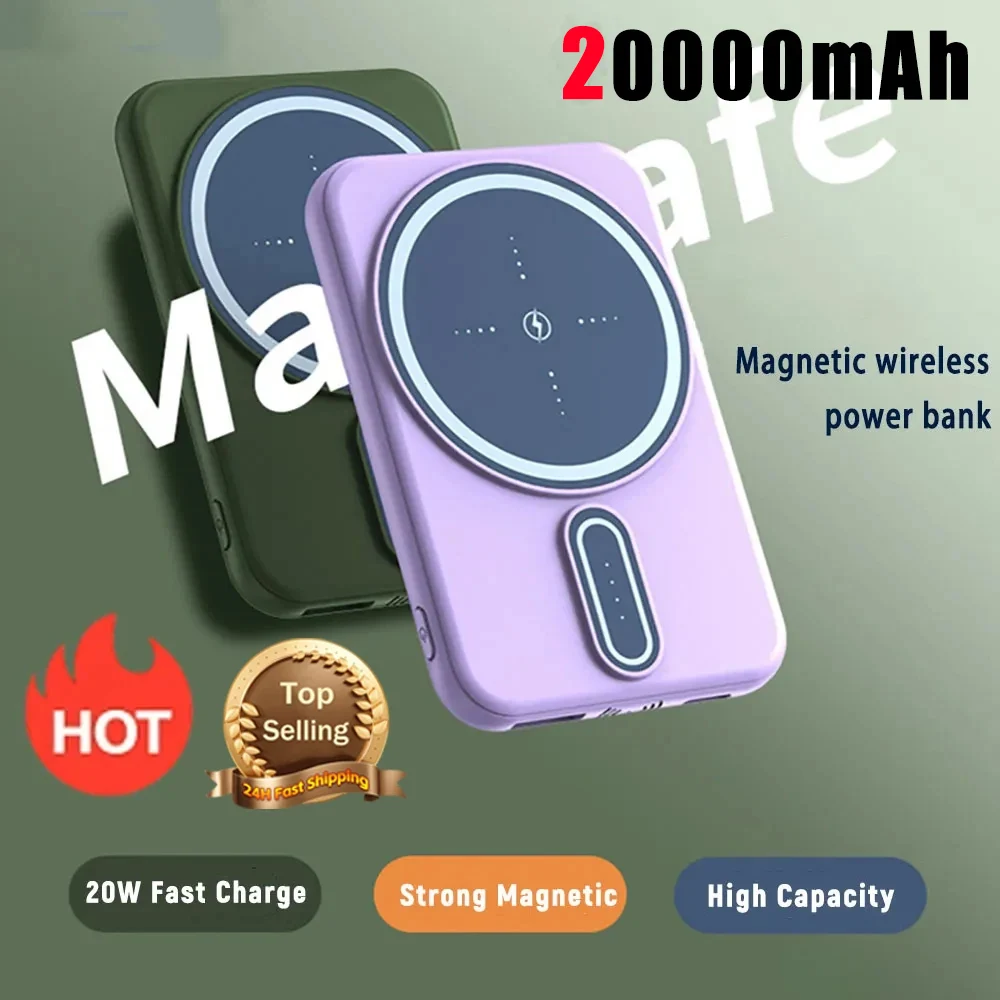 Magsafe Power Bank 20000Mah Wireless Magnetic 20000Mah Display Digitale Sottile E Portatile Per Iphone Xiaomi Huawei